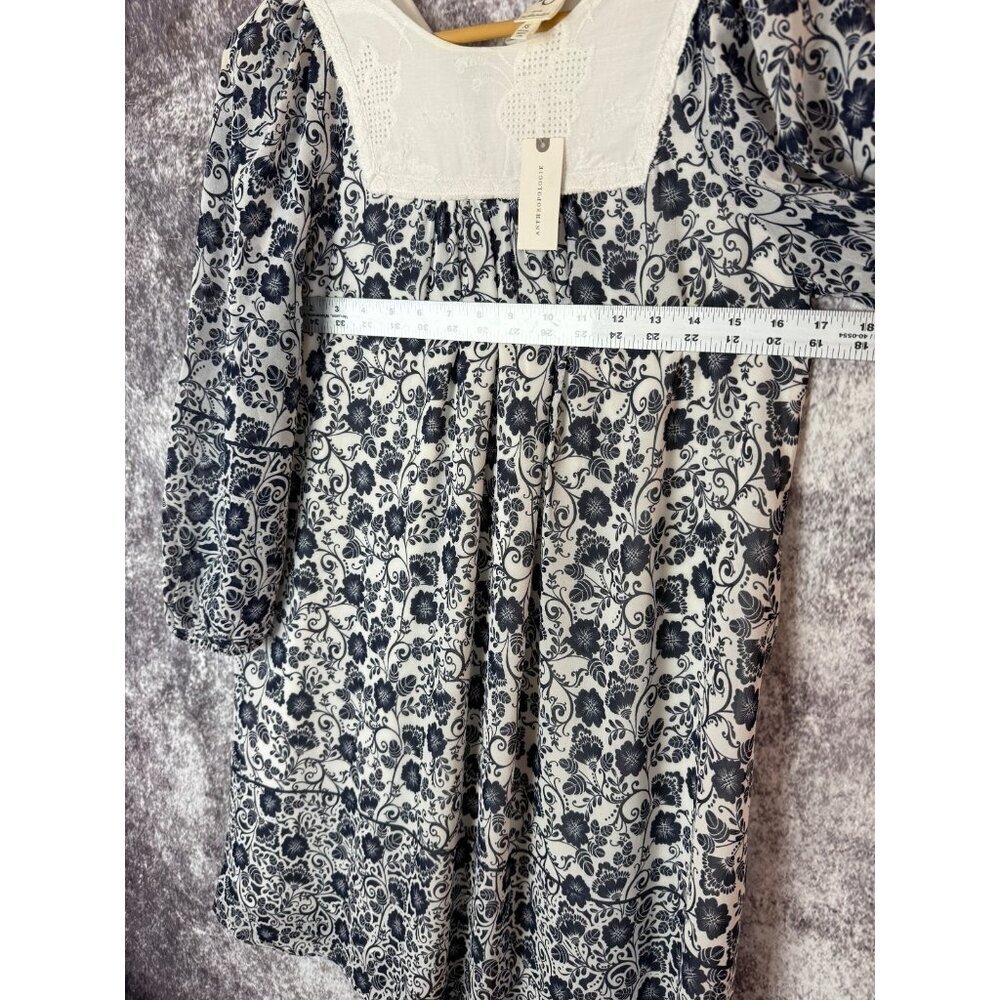 One September Anthropologie Dress womens XS Blue Coquille‎ Floral Cottage Shift - Picture 6 of 9